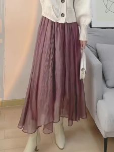 Elegant High Waist Mesh Half Skirt Womens Fashion Autumn New Style Unique Chic Design Korean Version Thin Material Skirt