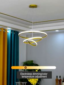 LED Kristal Lampu Gantung Lampu Gantung Ruang Tamu Nordik Tiga Warna Proyeksi Minimalisme Chandelier Ruang Makan Koridor Ruang Tamu Mewah Dekoratif
