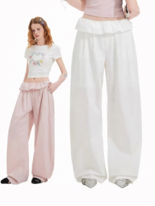 unifree | Quần Culottes Phong Cách Ballet Màu Trắng Có Nếp Gợn