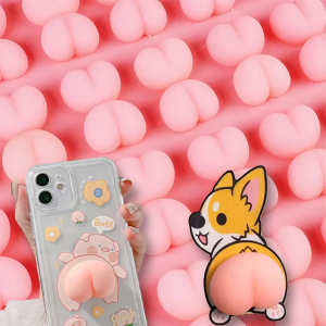 5/10/20Pcs Mini Soft Squeeze Ass Pinching Mobile Phone Anti-collision Stickers Novelty Stress Relief Gifts for Adults and Kids
