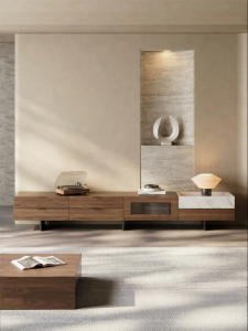 Minimalist Marble TV Stand Storage Cabinet Customizable