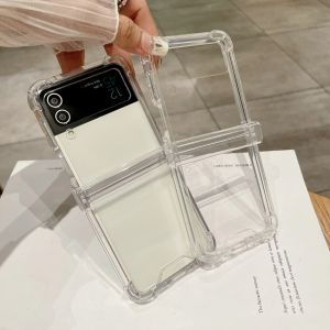 Transparent Clear Hinge Protection Phone Case For Samsung Galaxy Z Flip 7 6 5 4 3 5G Flip6 Flip5 Flip4 Flip7 Hard Plastic Cover
