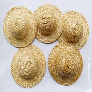 Handmade Mini Straw Hat Childrens Vintage Doll Bear Clothes Accessories Nursery School Scrap Processing Wide Brim round Top