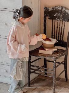 TINIKENG Korean Style Hoodie Childrens Spring Autumn Clothes Girls Middle School Students Fashionable Cute Hat Top