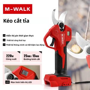 M-WALK 25mm Kéo Cắt Tỉa Điện Không Chổi Than Máy Cắt Vườn Không Dây Cho Máy Cắt Cây Ăn Quả Bằng Thép Carbon Dùng Pin Milwaukee 18V