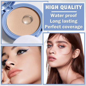 Long-Lasting Waterproof Silk Soft Mist Powder Cake Smooth Pressed Face Powder Oil Control Lady Polvo Texture for Makeup