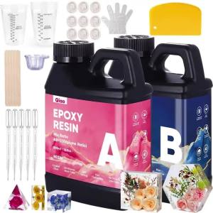 Easy Mixing Epoxy Resin Kit Crystal Transparent Fast Setting Epoxy Resin for DIY Art Wood Finishing Coating & Mold Casting