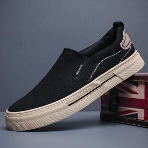 Comfortable Soft Bottom Canvas Shoes Mens Slip-On Beijing Style Casual Footwear Trendy All-Match Flat Heel Rubber Sole