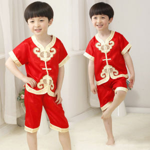 LOlanta Toddler Boy Girls Hanfu Tops Pants Clothing Set Two Piece Tang Costume Traditional Chinese Style New Year Suit 0-4 Years