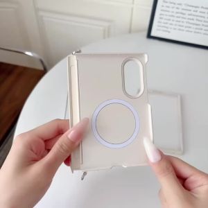 szhaiyu | Dopamine Contrast Color Leather Phone Case for Samsung GalaxyZ Fold 8 for Magsafe Magnetic Hinge Protection Shockproof Cover