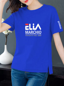 High-End Pure Cotton Womens T-Shirt Summer Loose Casual Short Sleeve Letter Print Simple Slit Top Trendy Fashion Korean Style