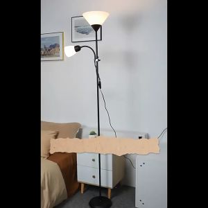 (Free bulb)Floor lamp living room lamp shade bedroom night light study living room double head floor lamp atmosphere