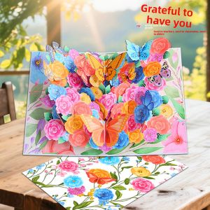 Creative 3D Flower Bouquet Greeting Card Thanksgiving Teachers Day Gift Festival Supplies Card Folded Style Country Style