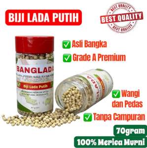 BANGLADA Biji Lada putih Asli Bangka 70gr -Merica Murni Bumbu Dapur Biji Lada putih Pilihan Premium Wangi dan Pedas