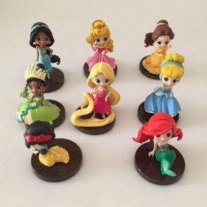 Bandai | 5-8cm kawaii capsule toy set of 8 pieces/group cute Q-version series mini figurine Bell long haired princess mermaid girl gift m