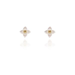SOLIS Natural Shell Flower Petal Beaded Stud  Earrings 18K Gold Plated • 316L Stainless Titanium Steel Waterproof Non Tarnish Hypoallergenic Earring For Women ER362