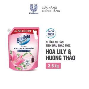 Nước Lau Sàn Sunlight Tinh Dầu Thảo Mộc Sạch Bóng | Chai 3.6 KG Lily - Hương Thảo