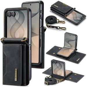 szhaiyu | Crossbody Leather Phone Case for Samsung Galaxy Z Flip 8 7 6 5 4 3 Flip7 FE Magnetic Wallet with Card Holder Protective Cover