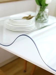 PVC tablecloth Transparent 1 m /1.6 m table thickness 2 mm rectangular 6/8 seat Heat resistant waterproof soft glass tablecloth PVC plastic