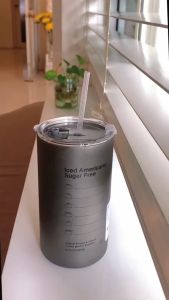 Cốc giữ nhiệt Iced Americano thể tích 650MLlàm bằng inoxcó ống hút cốc giự nhiệt có ống hút ly dữ nhiệt có ống hút