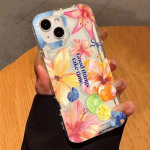 Vintage Lily Flower Letter Print Transparent Phone Case For iPhone 17 16 15 Pro Max 14 13 12 11 Good Things Are Coming Case