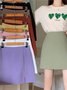 White Skirt Womens Autumn 2024 New Arrival Split Candy Color A- line Skirt High Waist Petite Suit Skirt