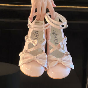 Polique Cocoa Star Akari Cute Lolita Sweet Bow Knot Versatile mid Heel Single Shoes Adorable Match All Loafers