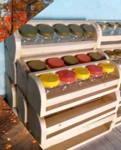Rak Bumbu Dapur Kayu 1 Set /Toples bumbu 200 ML -Rak Dapur Perabot