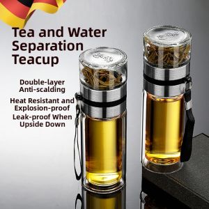 Male Glass Double Insulated Durable Tea Water Separation Business Thermos