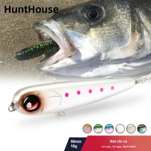 Mồi Câu Giả Hunthouse WTD 95mm/18g Nổi Dạng Bút Chì Mồi Nổi Mặt Nước Mồi Giả Bề Mặt Dành Cho Cá Vược Cá Hồi Cá Tầm Model Lw533