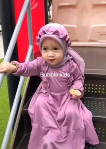 (EGSUS) Gamis Sabrina Free Ciput Bayi Pakaian Anak Perempuan Dress Balita Polos Katun 0-4 Tahun pink