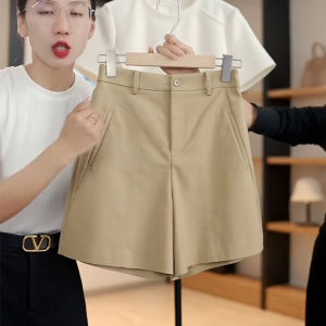 MEITESIJIAONU | White Mid-Thigh High-Waist Casual Pants