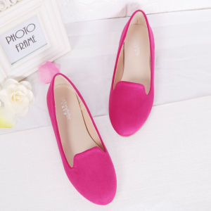 Retro Style Large Size Womens Flats Work Shoes Small Size round Toe Casual Slip-On Flat Heel Fashionable Solid Color