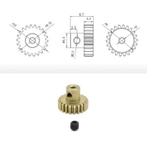 M0.5 2mm Shaft Aluminum Pinion Gear 13T-26T 14T 16T 18T 20T 22T 24T 0.5M for 1/28 1/24 RC Mini Car 2WD Buggy Brushless Motor Kit