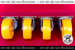 Bánh Xe Đẩy Màu Vàng( không khóa) Có Đế Xoay 360 Độ – Bánh Xe PU Cho Xe Đẩy Hàng Kệ Tủ Bàn Thiết Bị