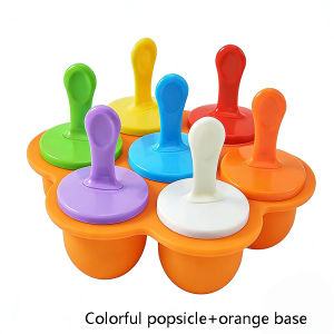 7-hole Silicone Ice Cream Mold Baby Auxiliary Box Silicone Tape Cover Ice Grid Ice Hockey Popsicle Ice Stick Mold DIY Ice Mold
