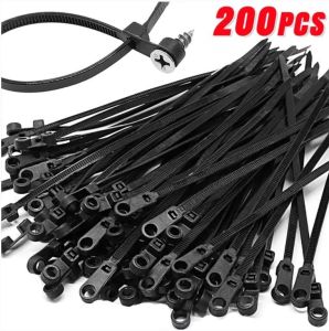 New Screw Hole Nylon Cable Ties Multipurpose Heavy Duty Adjustable Self-locking Cord Ties Organizer Straps DIY Fastening Loop