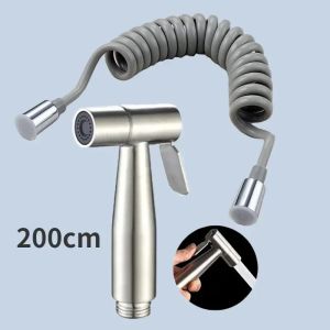 304 Hand Protable Toilet Bidet Sprayer Gun Bathroom Bidet 1.5m Stretchable Hose Stainless Steel Sprayer Set Bathroom Accessories