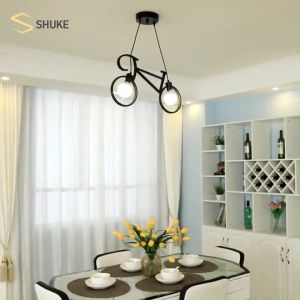 Ceiling light lamp Nordic style modern industrial iron creative bicycle chandelier for Dining Room Living Room