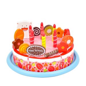 Atoys เค้กวันเกิด เค้กไม้ พร้อมถาดเสิร์ฟ (ชุดใหญ่) ของเล่นหั่น ของเล่นไม้ ของเล่นบทบาทสมมติ