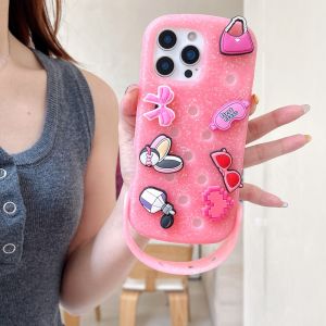 Sanrio | Cute DIY Hole Phone Case With Wrist Strap Detachable Cartoon Soft Silicone Phone Cover Kawaii Customizable Shockproof Phone