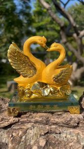 หงส์คู่ ฐานแก้ว สูง 5.5 นิ้ว ❣️สมหวังความรัก❣️ของขวัญแต่งงาน เสริมความรัก