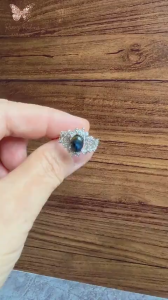 (Real Unit) Natural Pietersite Cabochon Adjustable Ring | Storm Pattern Gemstone | Silver-Plated Statement Jewelry | Modern Luxury Design Style #17-RRC