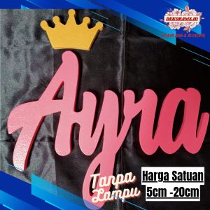 Huruf Kayu Custom Hiasan Dinding Nama Tulisan Kayu