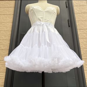 Women Flower Style Lolita Petticoats Crinoline Inner Bustle Cosplay Tutu Puffy Pleater Cancan Skirt Under Wedding Dresses