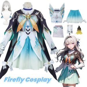 Bộ Trang Phục Cosplay Honkai Star Rail Firefly Dành Cho Nữ Gồm Cả Trang Phục Đầy Đủ Váy Tóc Giả Và Đạo Cụ Phong Cách Nữ Thần Game Phim & Truyền Hình Chất Liệu Polyester Dệt Kim