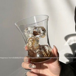 แก้วน้ำดื่มใสสไตล์ INS สำหรับใส่กาแฟอเมริกันเย็น แก้วนม แก้วน้ำผลไม้ แก้วน้ำ แก้วน้ำใส แก้วน้ำทรงกลม แก้วน้ำครึ่งลิตร