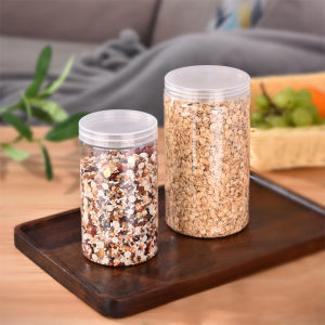 Food Grade Plastic Sealed Container round Empty Bottle Candy Storage Jar Kitchen Organizer Anti-Mold Chinese Style Storage Canister