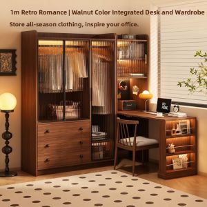 Corner Multifunctional Study Table With Storage Wardrobe And Desk Integrated