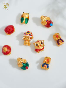 Traditional DIY Bracelet Components Spacer Beads Woven Handmade Sand Gold Lion Dance Youth Xi Wang Turtle Shell Accessories